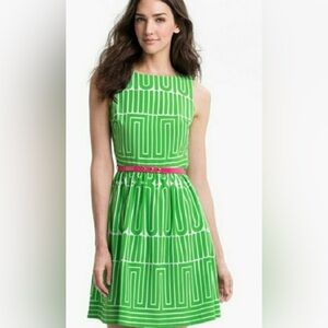 Trina Turk Green Patterned Sleeveless Dress